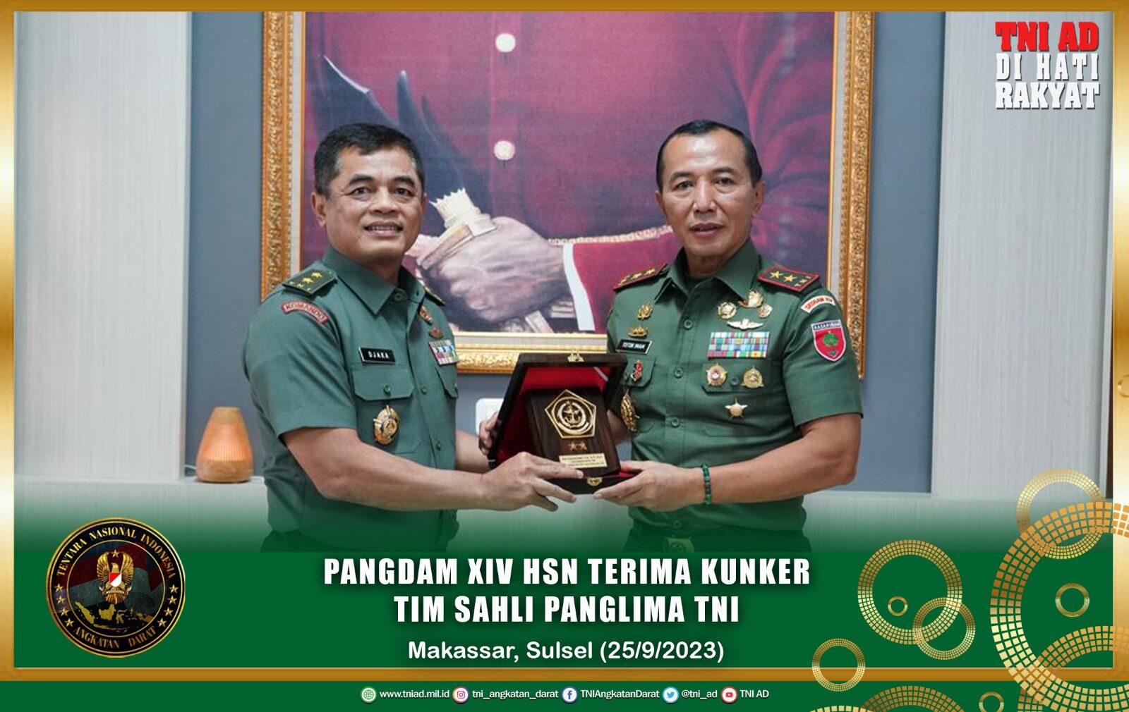 Pangdam XIV/Hsn Terima Kunker Tim Sahli Panglima TNI, Bahas Peran TNI Dalam Mendukung Pertumbuhan Ekonomi dan Pengendalian Inflasi