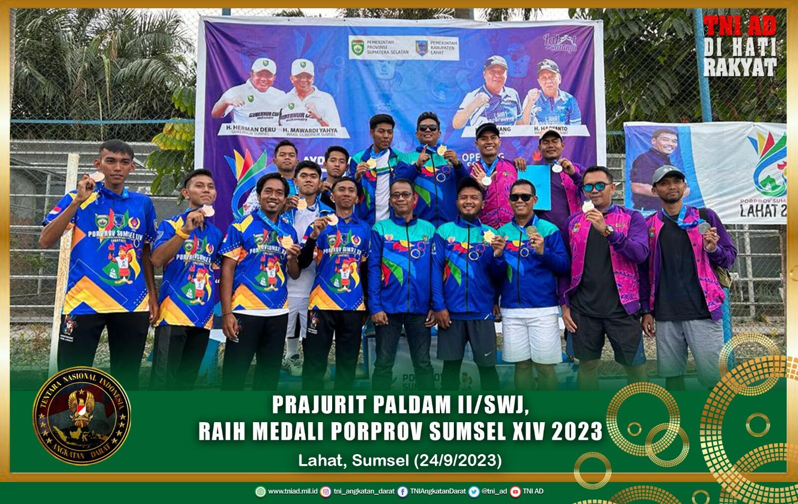 Prajurit Paldam II/Swj, Raih Medali Porprov Sumsel XIV 2023