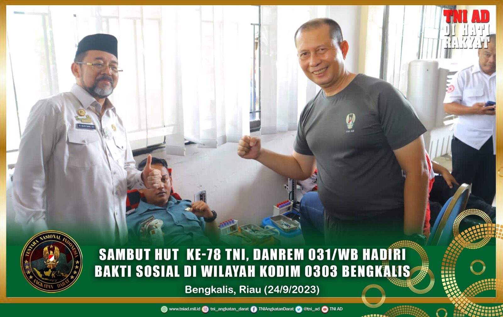 Sambut HUT ke-78 TNI, Danrem 031/WB Hadiri Bakti Sosial di wilayah Kodim 0303/Bengkalis