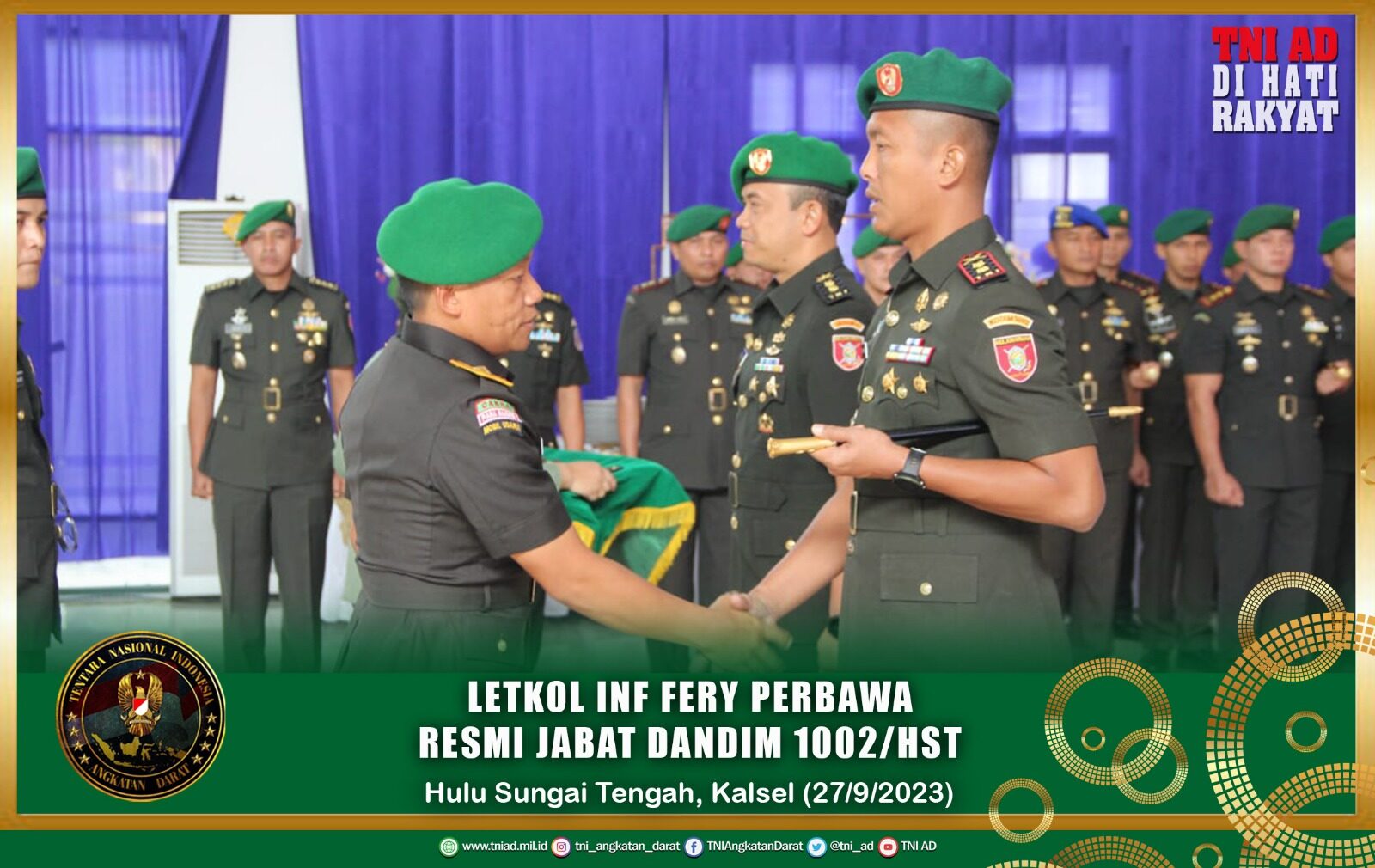 Letkol Inf Fery Perbawa Resmi Jabat Dandim 1002/HST