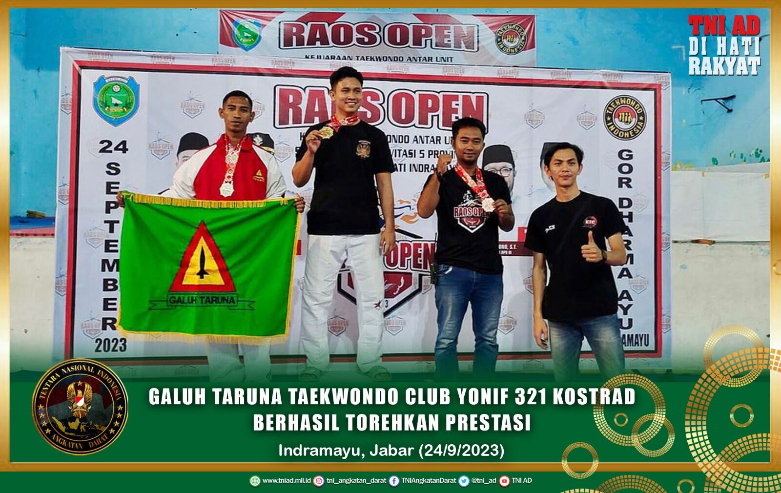 Galuh Taruna Taekwondo Club Yonif 321 Kostrad Berhasil Torehkan Prestasi Pada Ajang Perlombaan Raos Open Taekwondo Championship