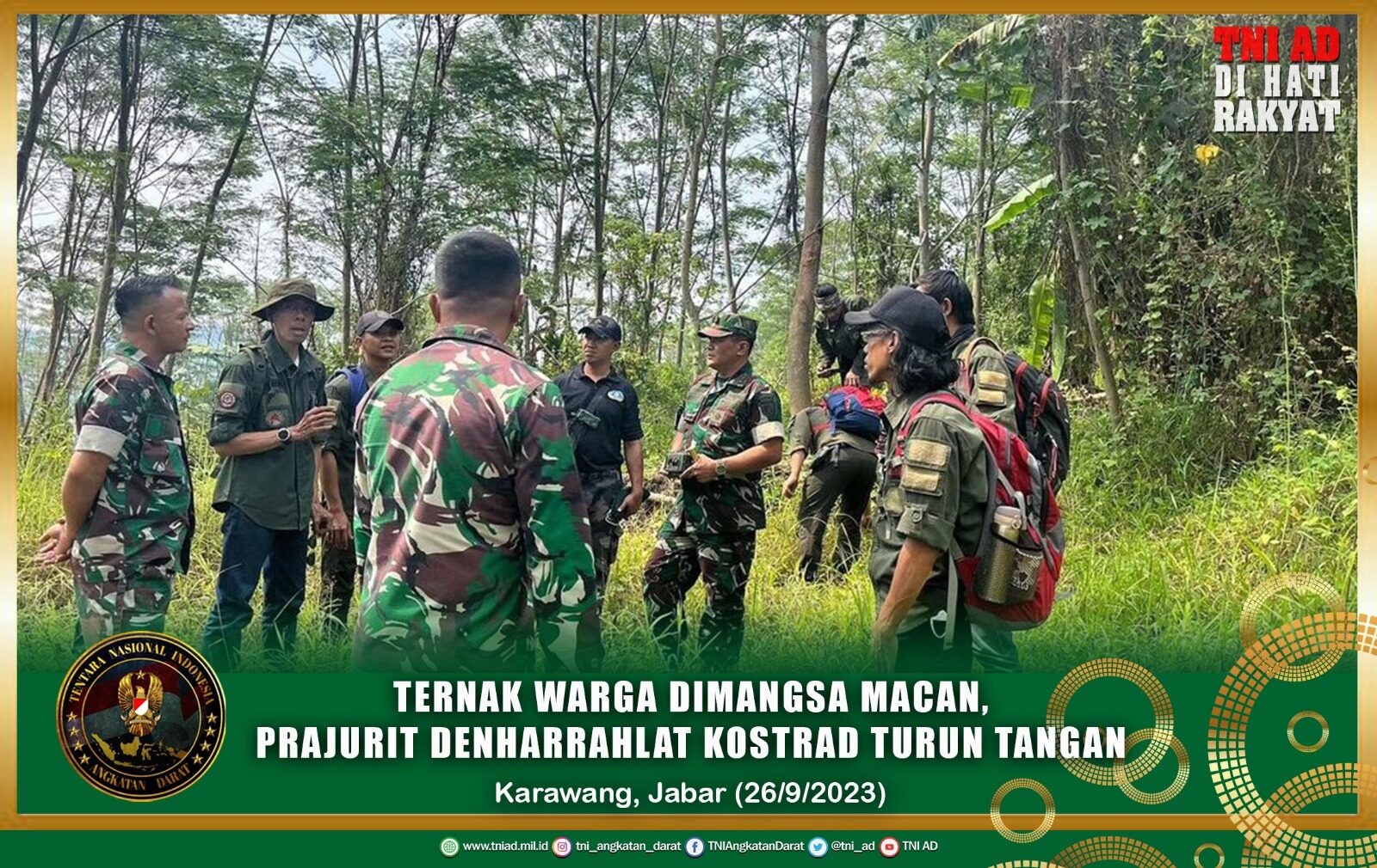Ternak Warga Dimangsa Macan, Prajurit Denharrahlat Kostrad Turun Tangan