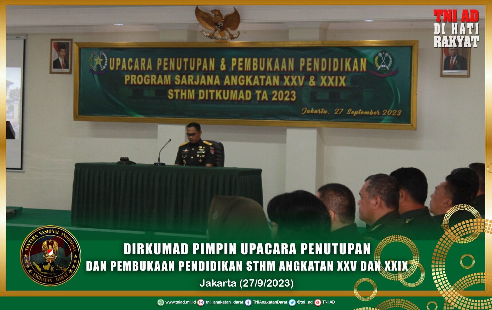 Dirkumad Pimpin Upacara Penutupan dan Pembukaan Pendidikan STHM Angkatan XXV dan XXIX