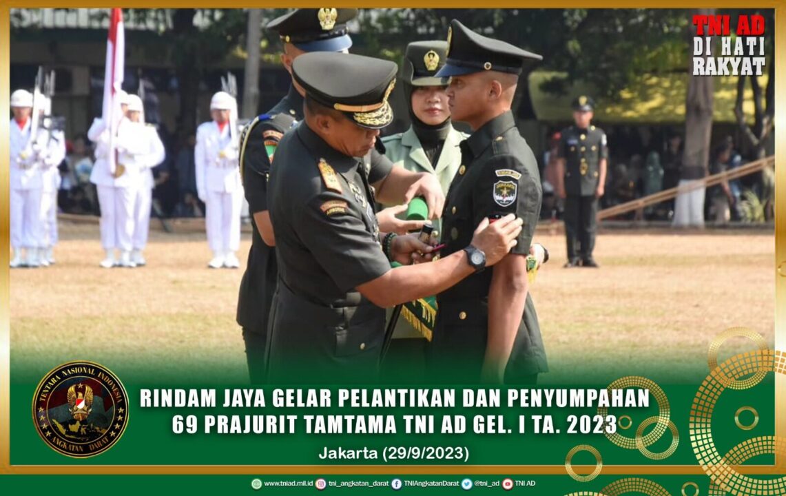 Rindam Jaya Gelar Pelantikan dan Penyumpahan 69 Prajurit Tamtama TNI AD Gel. I TA. 2023