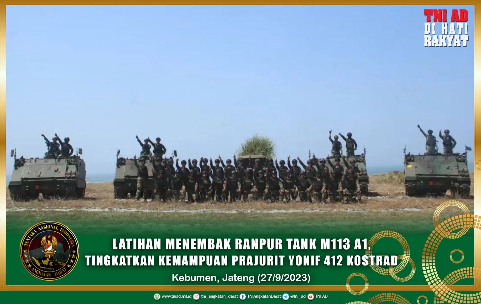 Latihan Menembak Ranpur Tank M113 A1, Tingkatkan Kemampuan Prajurit Yonif 412 Kostrad