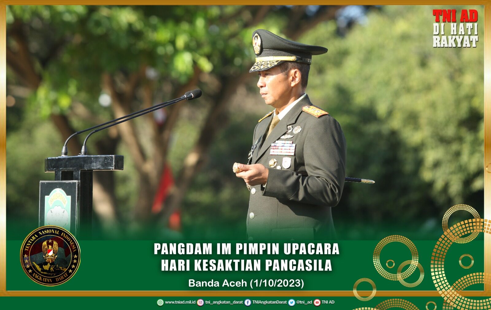 Pangdam IM Pimpin Upacara Hari Kesaktian Pancasila