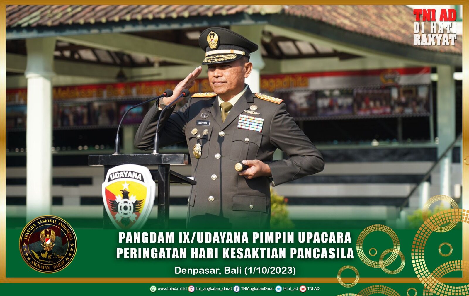 Pangdam IX/Udayana Pimpin Upacara Peringatan Hari Kesaktian Pancasila