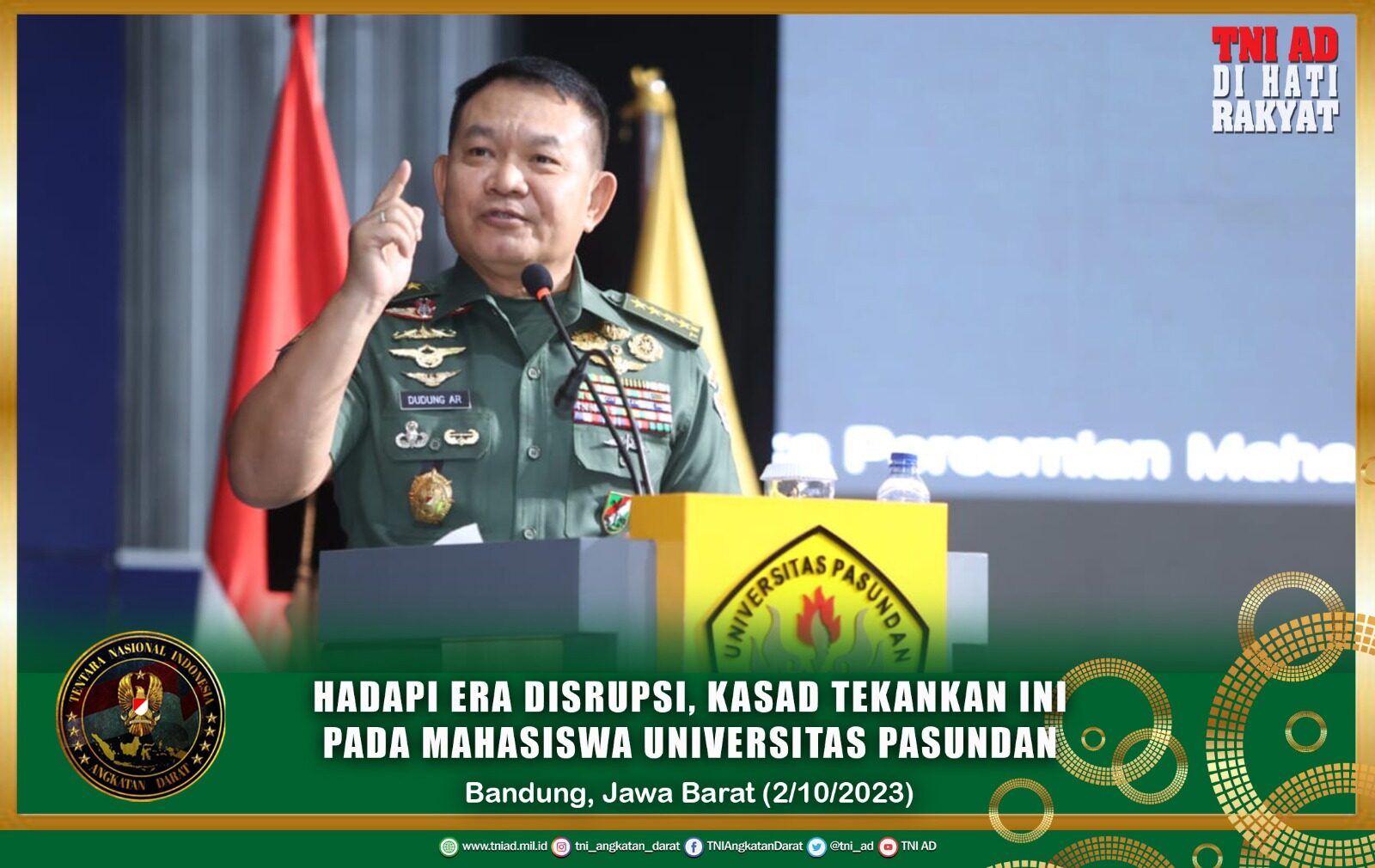 Hadapi Era Disrupsi, Kasad Tekankan Ini Pada Mahasiswa Universitas Pasundan
