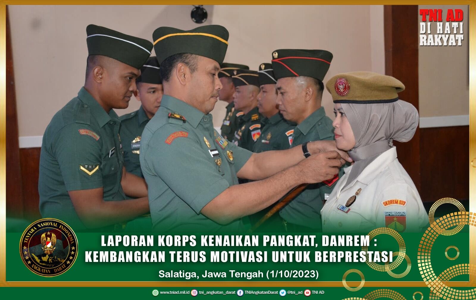 Laporan Korps Kenaikan Pangkat, Danrem : Kembangkan Terus Motivasi Untuk Berprestasi