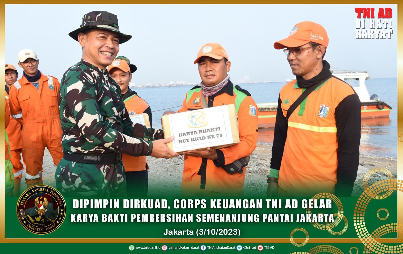 Dipimpin Dirkuad, Corp Keuangan TNI AD Gelar Karya Bakti Pembersihan Semenanjung Reklamasi Pantai Jakarta