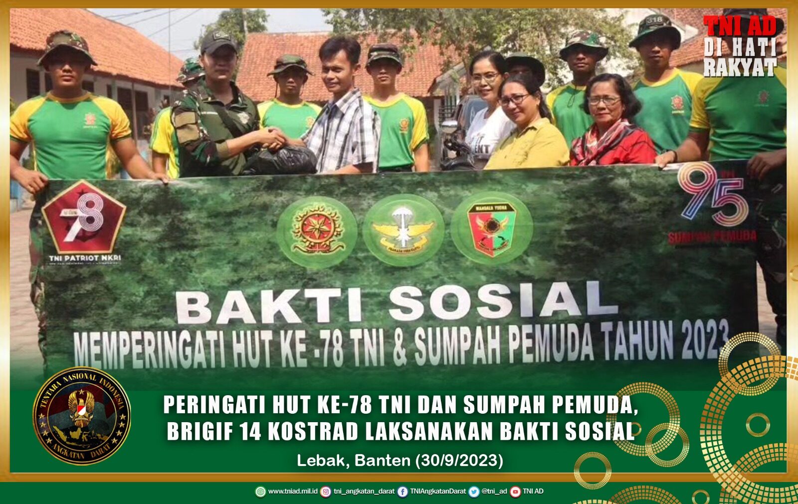 Peringati HUT Ke-78 TNI dan Sumpah Pemuda, Brigif 14 Kostrad Laksanakan Bakti Sosial