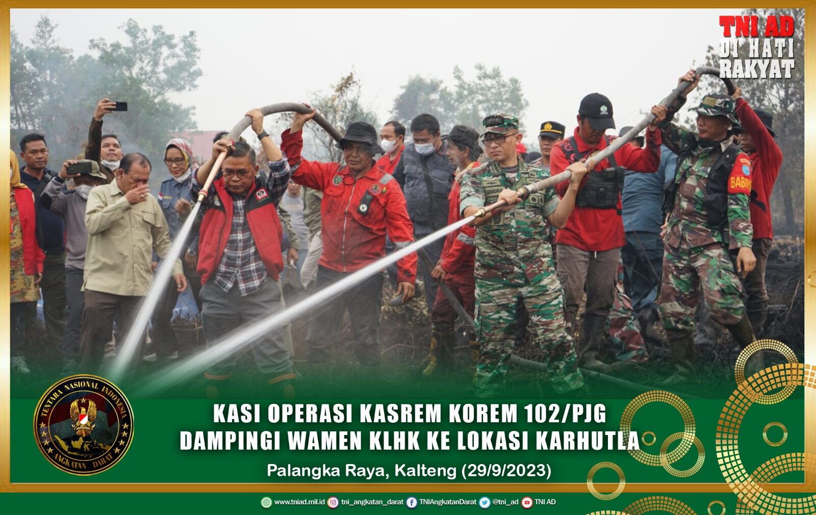 Kasi Operasi Kasrem Korem 102/Pjg Dampingi Wamen KLHK ke Lokasi Karhutla