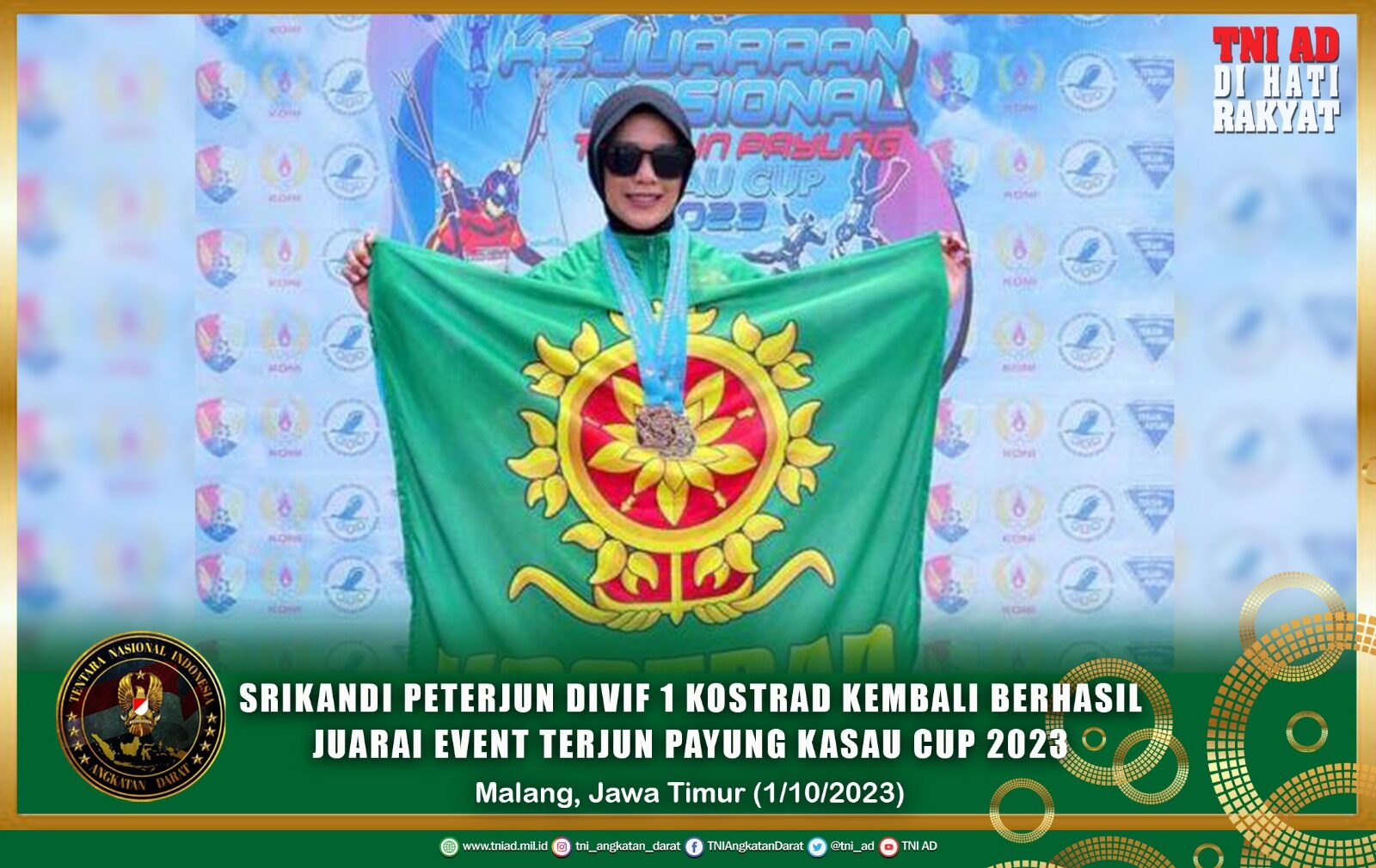 Srikandi Peterjun Divif 1 Kostrad Kembali Berhasil Menjuarai Event Terjun Payung Kasau Cup 2023