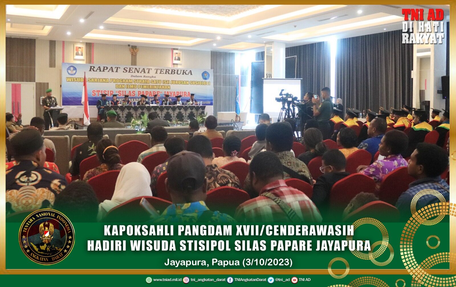 Kapoksahli Pangdam XVII/Cenderawasih Hadiri Wisuda Stisipol Silas Papare Jayapura