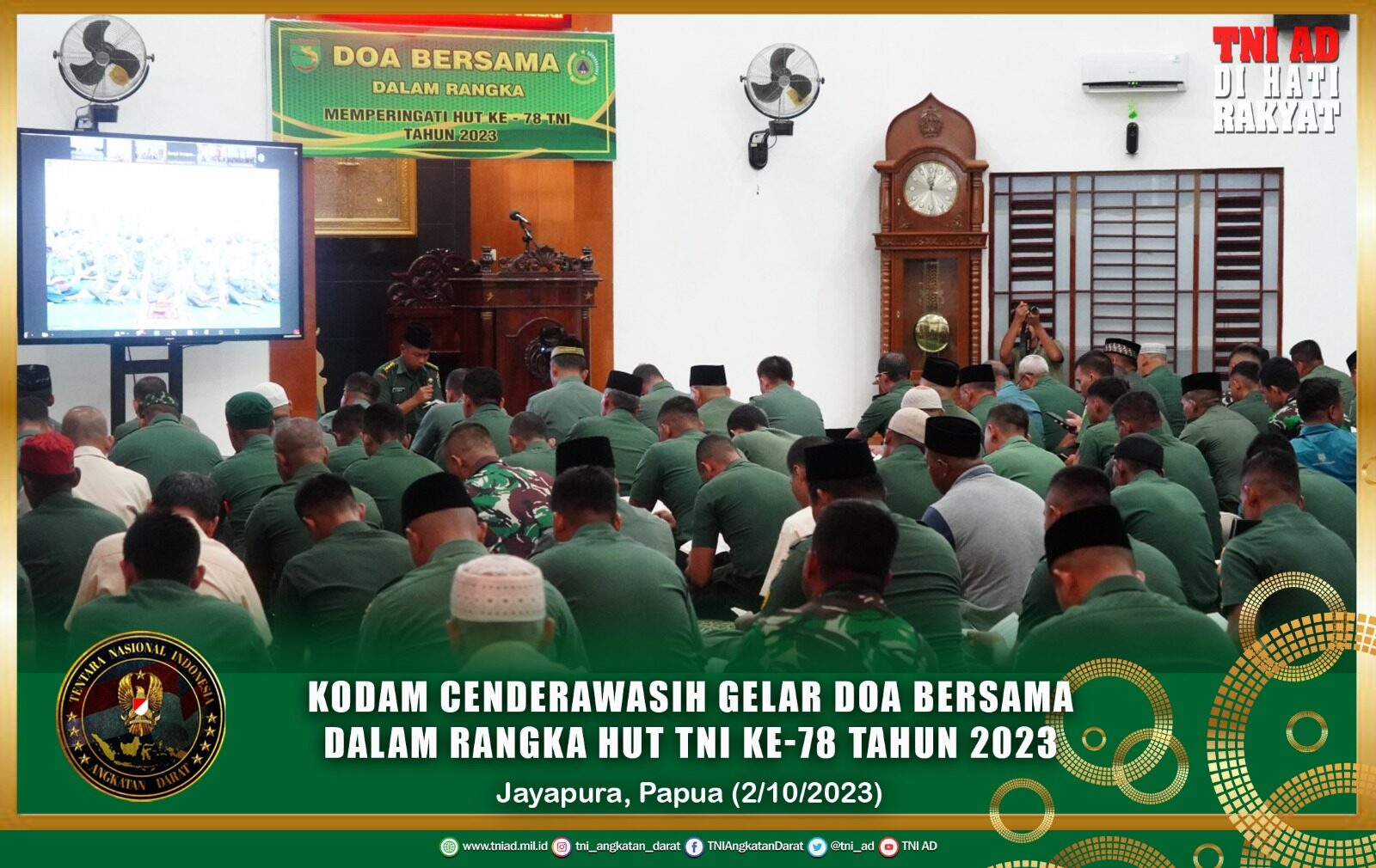 Kodam Cenderawasih Gelar Doa Bersama Dalam Rangka HUT TNI Ke-78 Tahun 2023