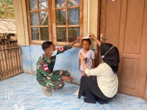Satgas Yonif 726/Tml Dukung Program Dinkes Melalui Survei Kesehatan Indonesia Di Kampung Toray
