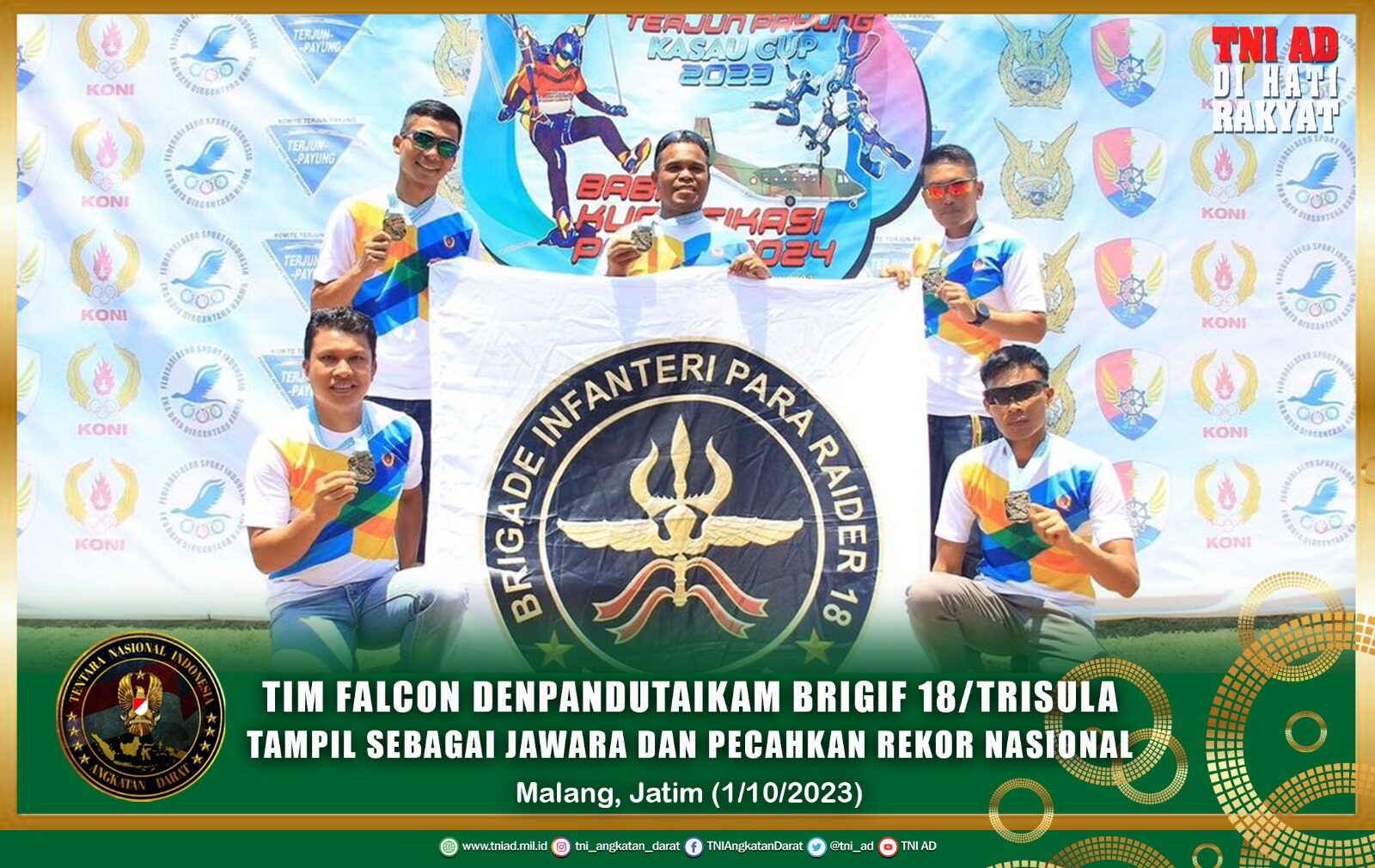 Tampil Garang, Tim Falcon Denpandutaikam Brigif 18/Trisula Tampil Sebagai Jawara dan Pecahkan Rekor Nasional