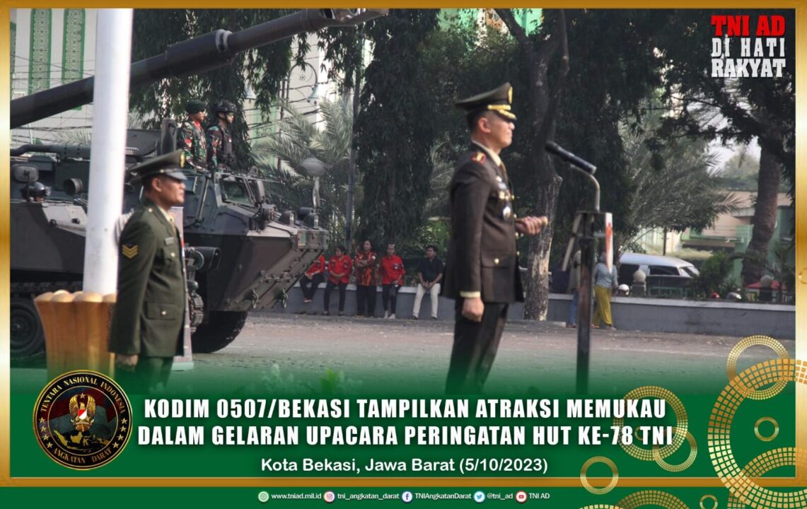 Kodim 0507/Bekasi Tampilkan Atraksi Memukau Dalam Gelaran Upacara Peringatan HUT ke-78 TNI