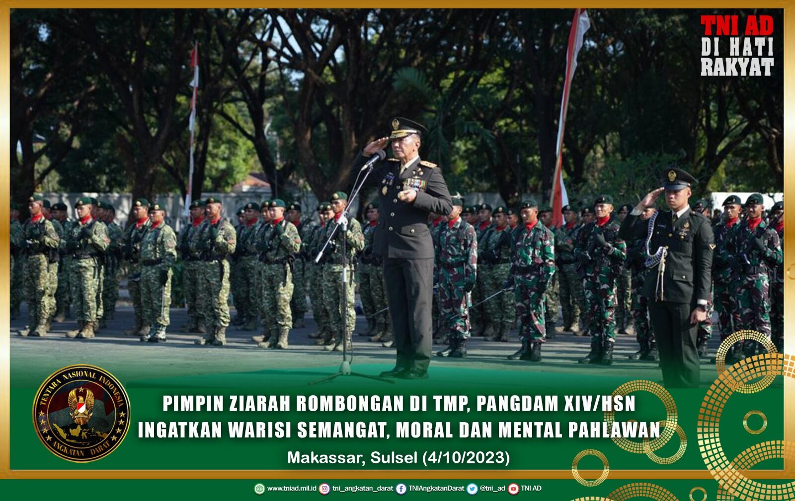 Pimpin Ziarah Rombongan di TMP, Pangdam XIV/Hsn Ingatkan Warisi Semangat, Moral dan Mental Para Pahlawan