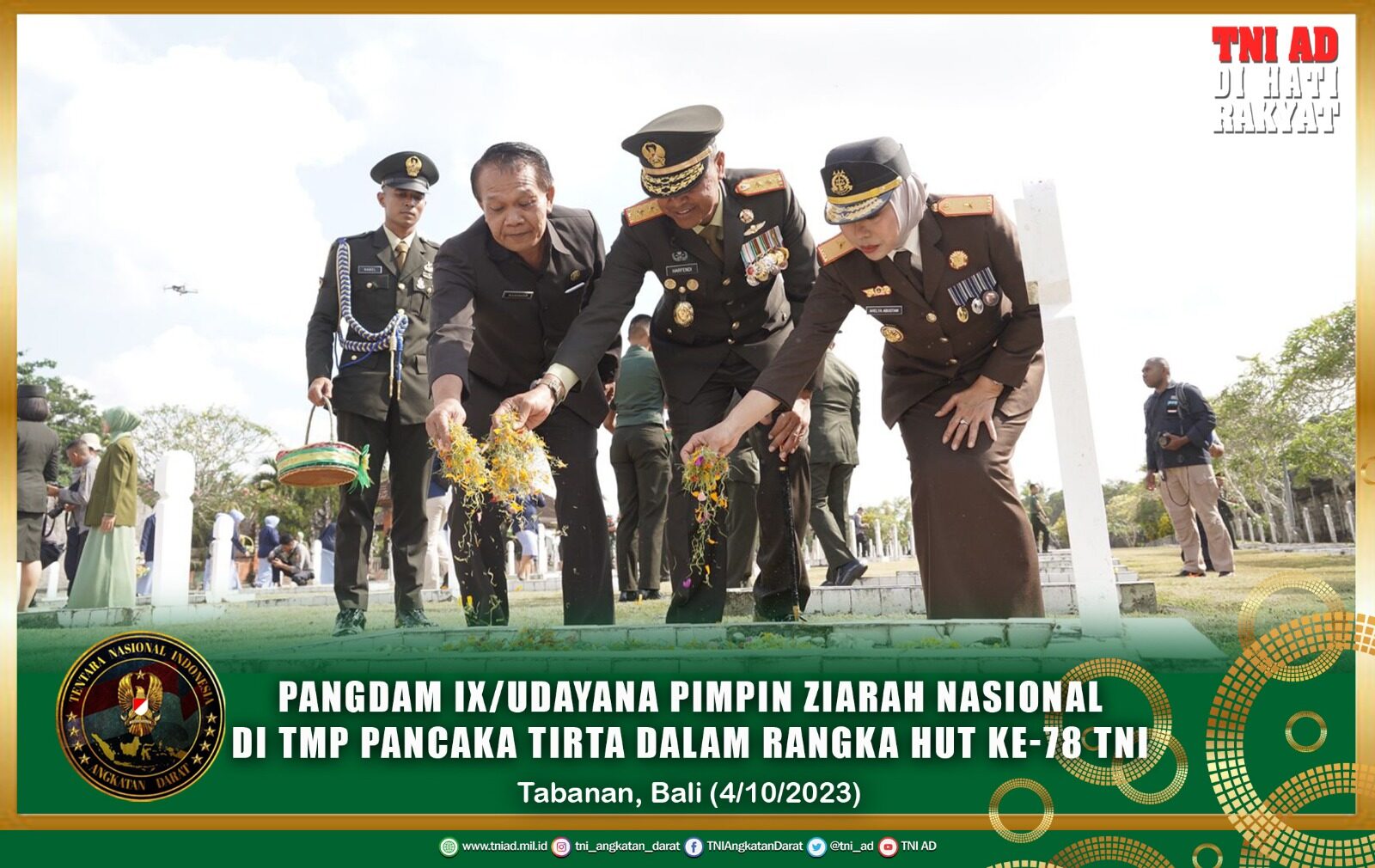 Pangdam IX/Udayana Pimpin Ziarah Nasional di TMP Pancaka Tirta Dalam Rangka HUT Ke-78 TNI