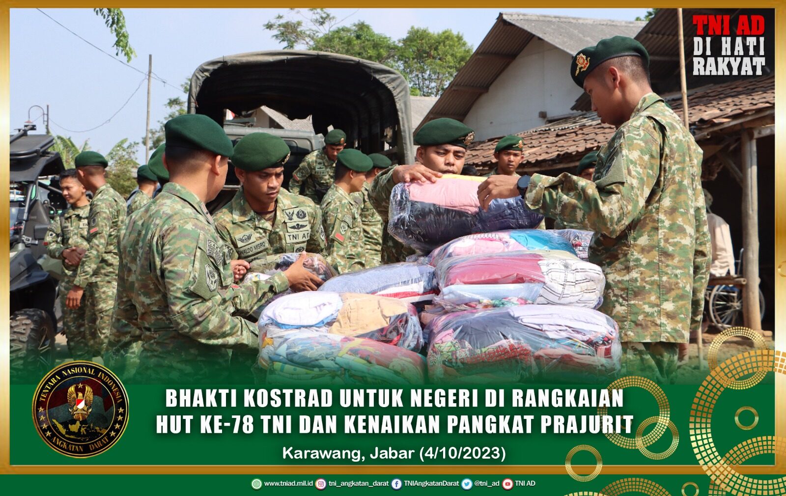 Bhakti Kostrad Untuk Negeri di Rangkaian HUT Ke-78 TNI dan Kenaikan Pangkat Prajurit