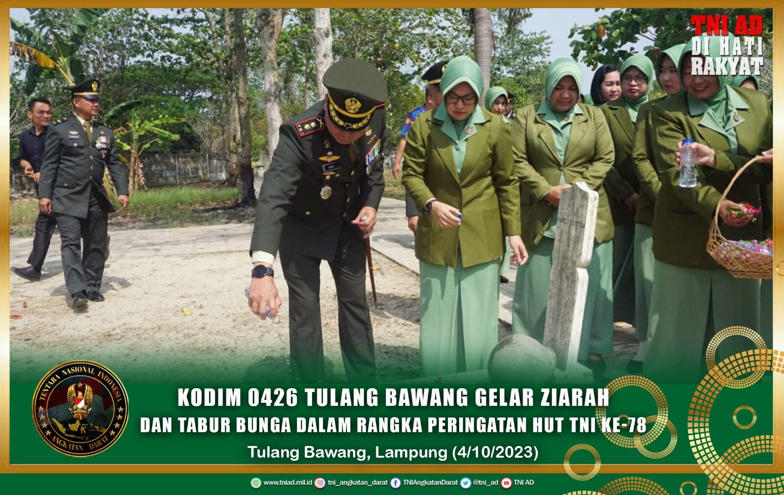 Kodim 0426 Tulang Bawang, Gelar Ziarah dan Tabur Bunga Dalam Rangka Peringatan HUT TNI Ke-78