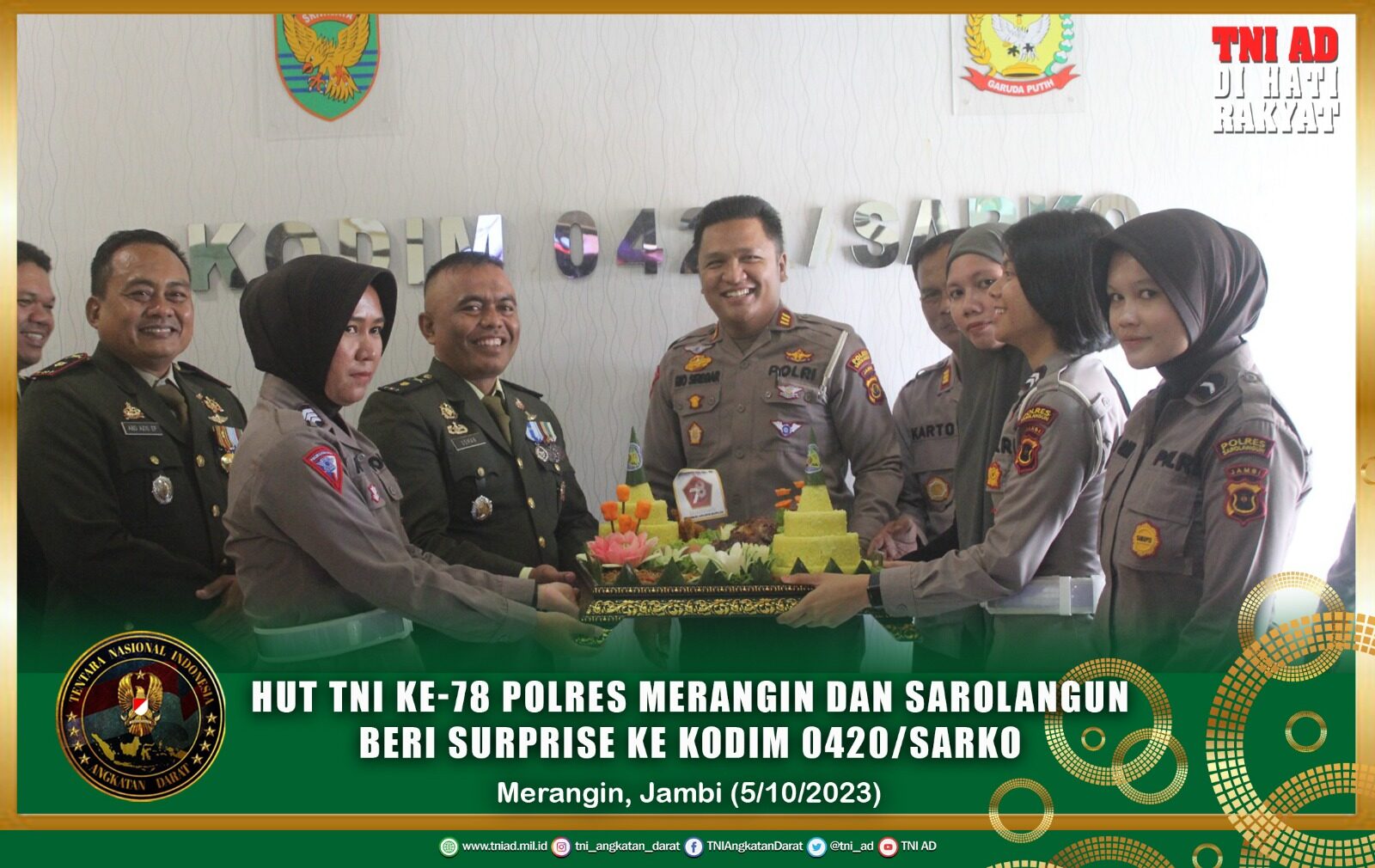 HUT TNI Ke-78 Polres Merangin dan Sarolangun Beri Surprise Ke Kodim 0420/Sarko