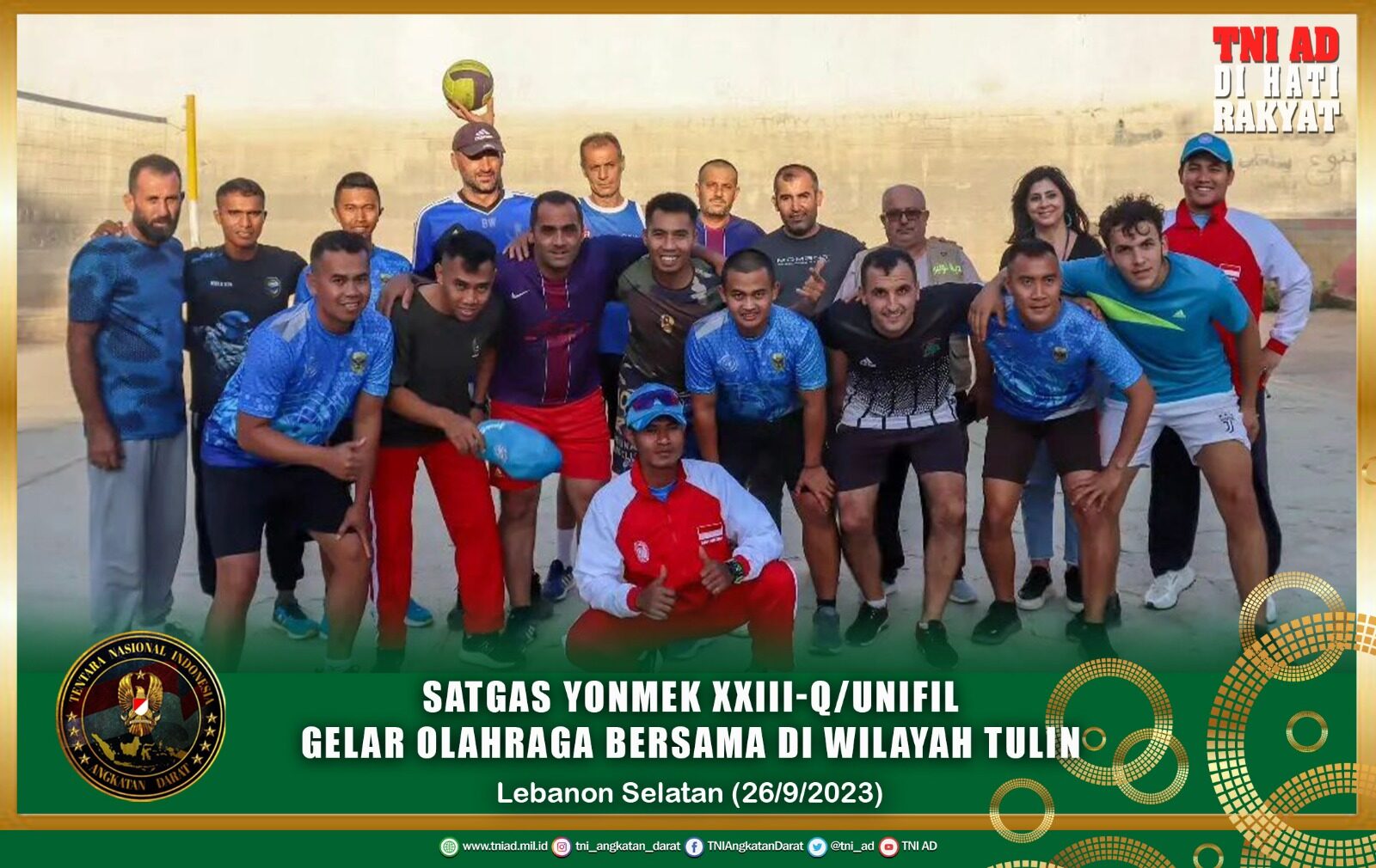 Satgas Yonmek XXIII-Q/UNIFIL Gelar Olahraga Bersama di Wilayah Tulin