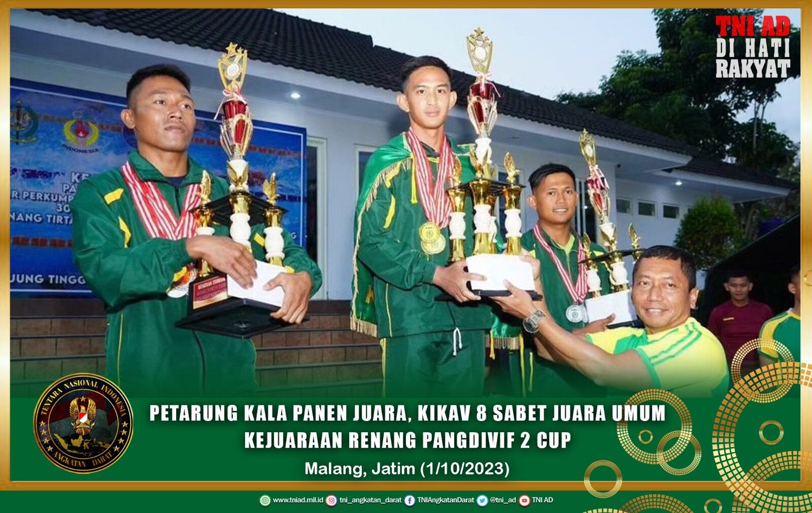 Petarung Kala Panen Juara, Kikav 8 Sabet Juara Umum Kejuaraan Renang Pangdivif 2 Cup