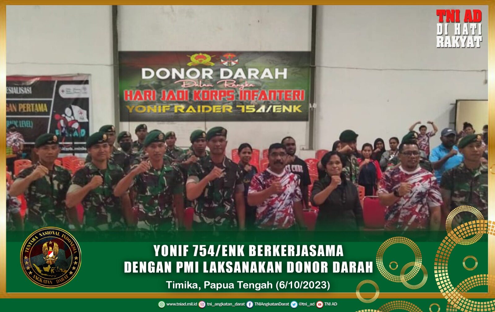 Yonif 754/ENK Bekerjasama Dengan PMI Laksanakan Donor Darah