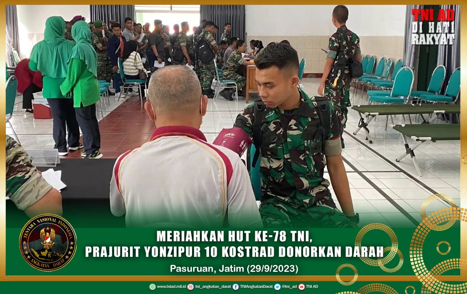 Meriahkan HUT Ke-78 TNI, Prajurit Yonzipur 10 Kostrad Donorkan Darah