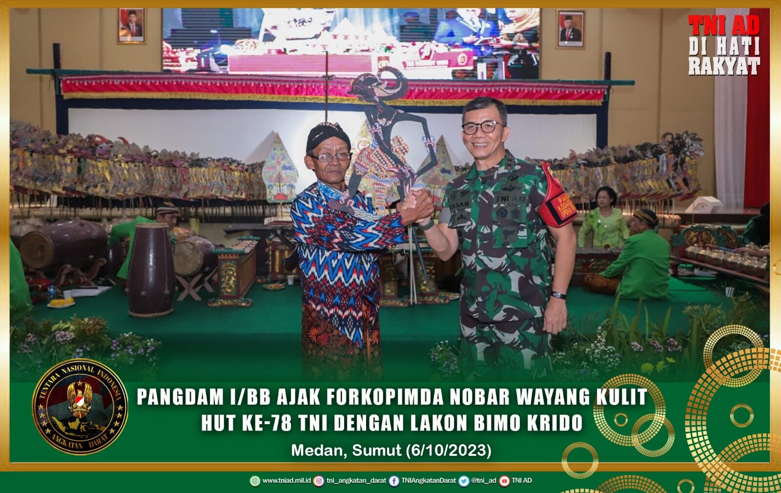 Pangdam I/BB Ajak Forkopimda Nobar Wayang Kulit HUT Ke-78 TNI dengan Lakon Bimo Krido