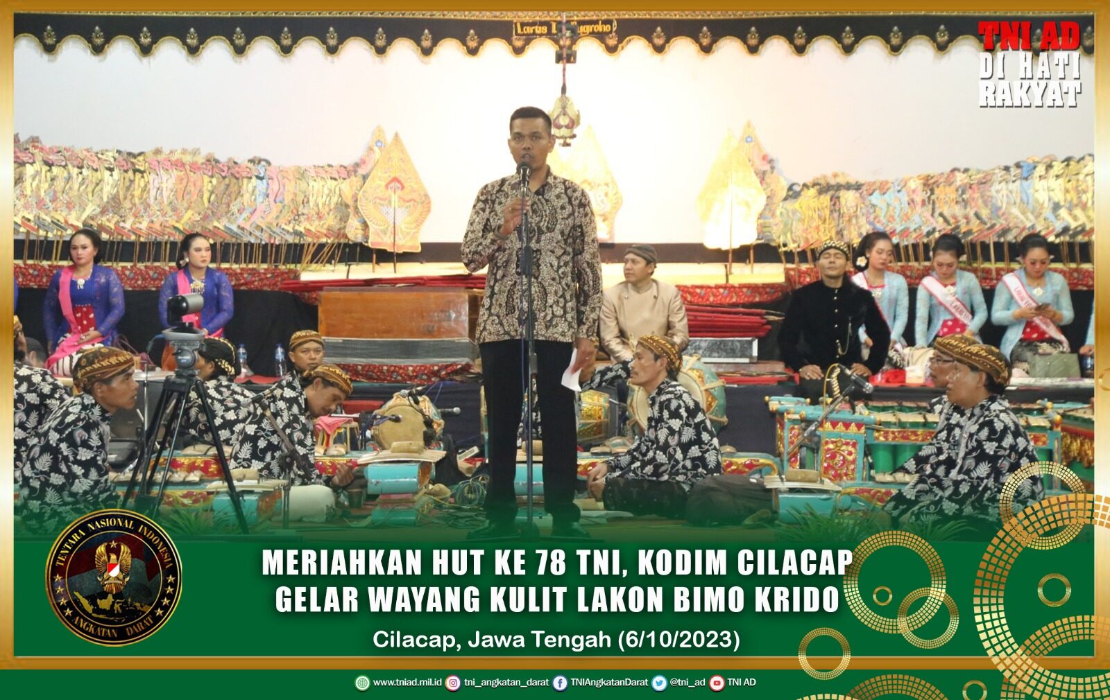 Meriahkan HUT Ke 78 TNI, Kodim Cilacap Gelar Wayang Kulit Lakon Bimo Krido