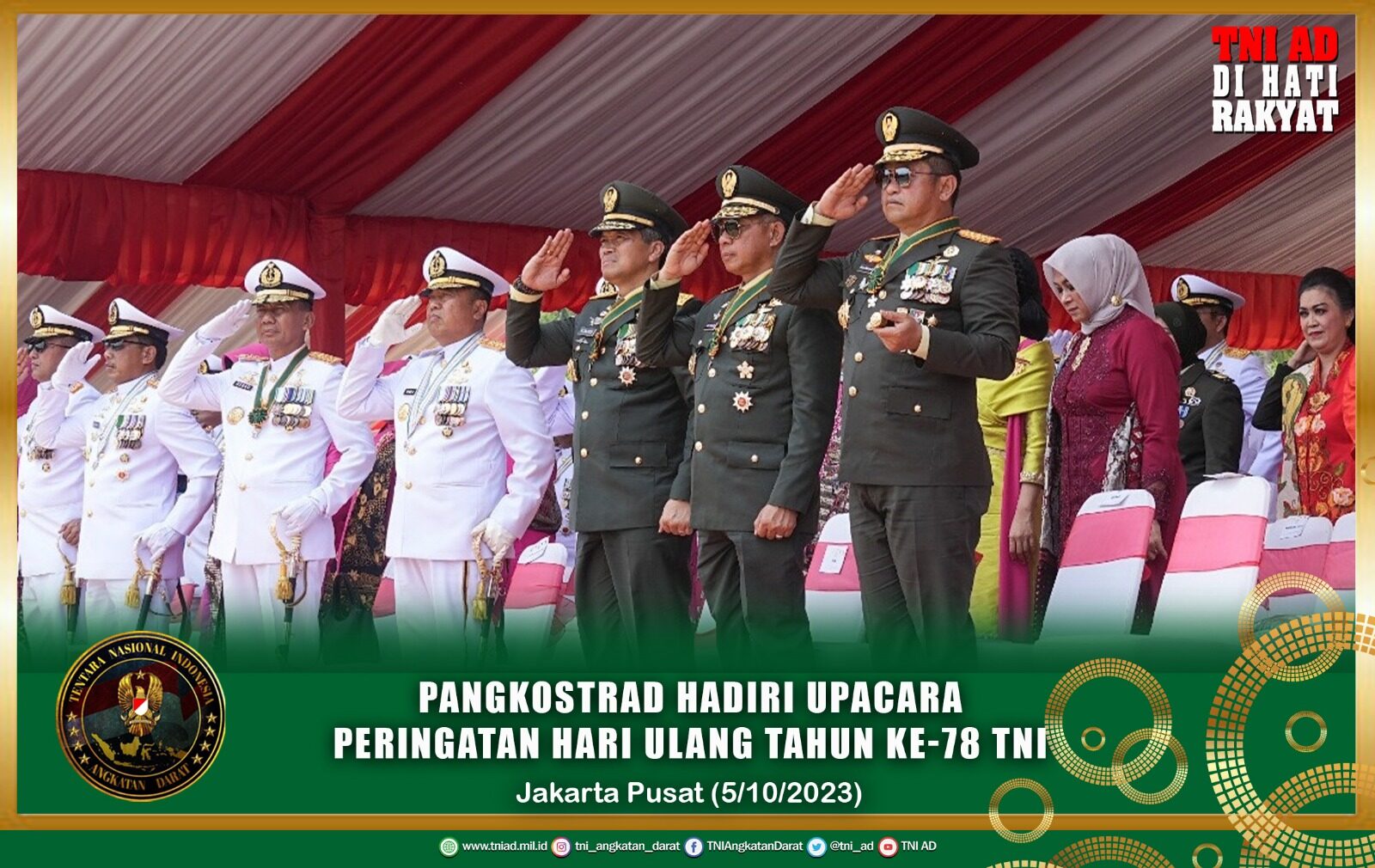 Pangkostrad Hadiri Upacara Peringatan Hari Ulang Tahun ke-78 TNl