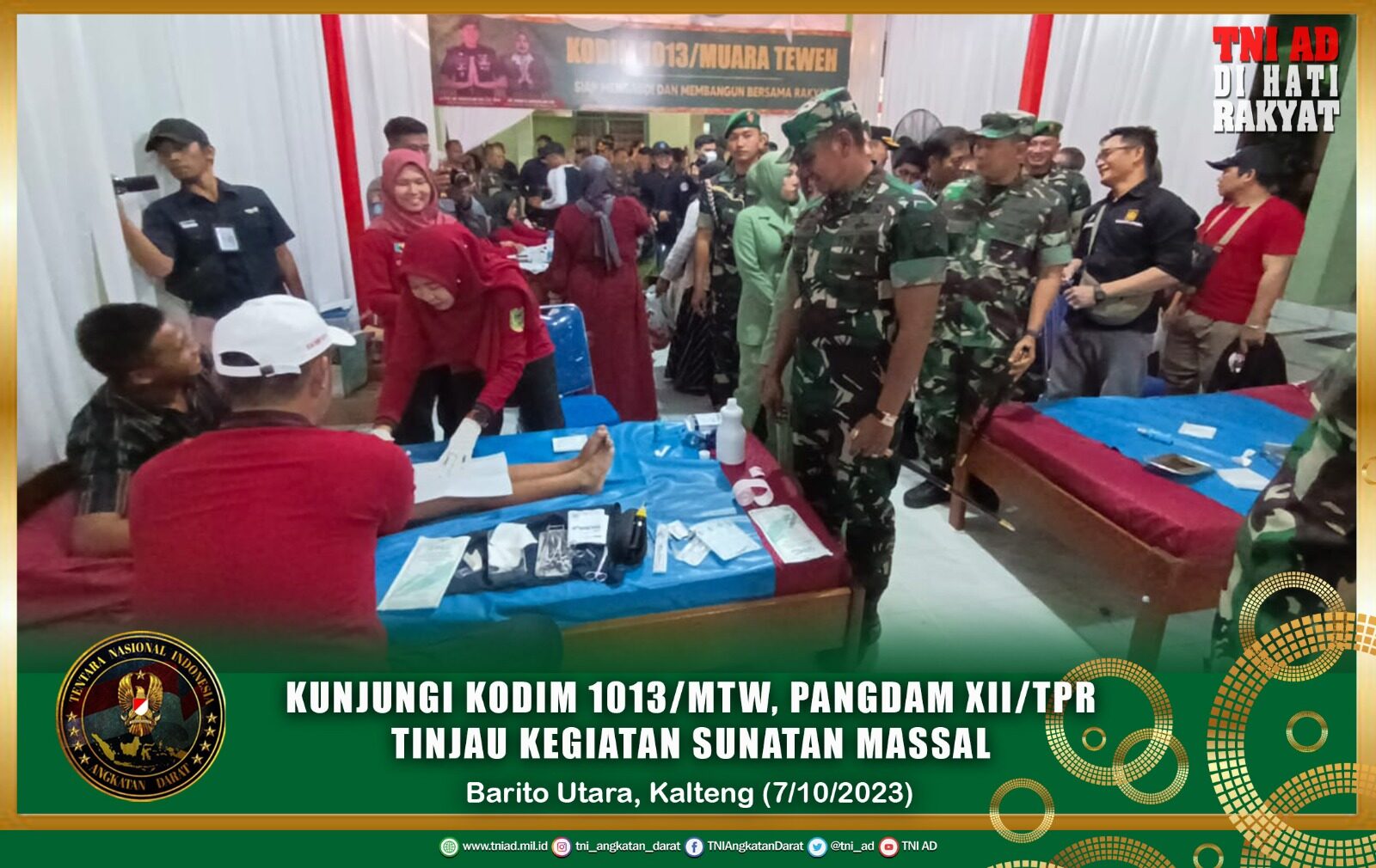 Kunjungi Kodim 1013/Mtw, Pangdam XII/Tpr Tinjau Kegiatan Sunatan Massal