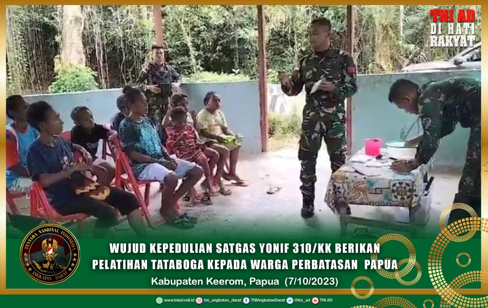 Wujud Kepedulian Satgas Yonif 310/KK Berikan Pelatihan Tataboga Kepada Warga Perbatasan Papua