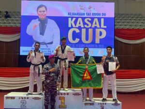 Prajurit Ajendam Iskandar Muda Raih Medali Emas Kategori Under 68 Kg Pada Kejuaraan Taekwondo Kasal Cup