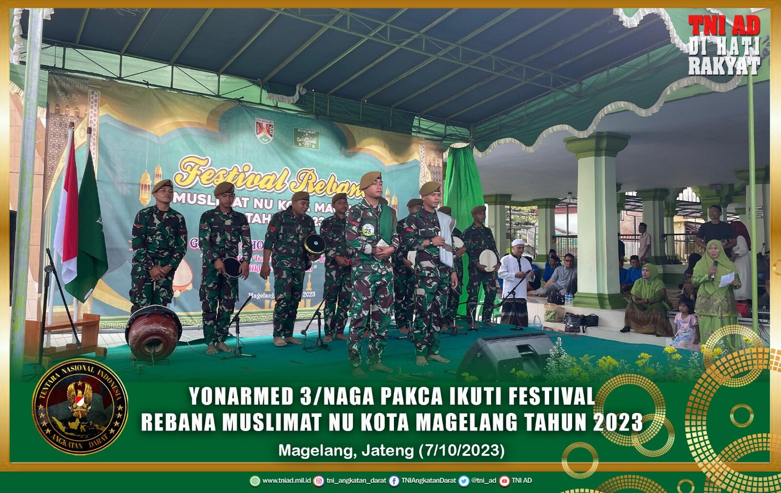 Yonarmed 3/Naga Pakca Ikuti Festival Rebana Muslimat NU Kota Magelang Tahun 2023