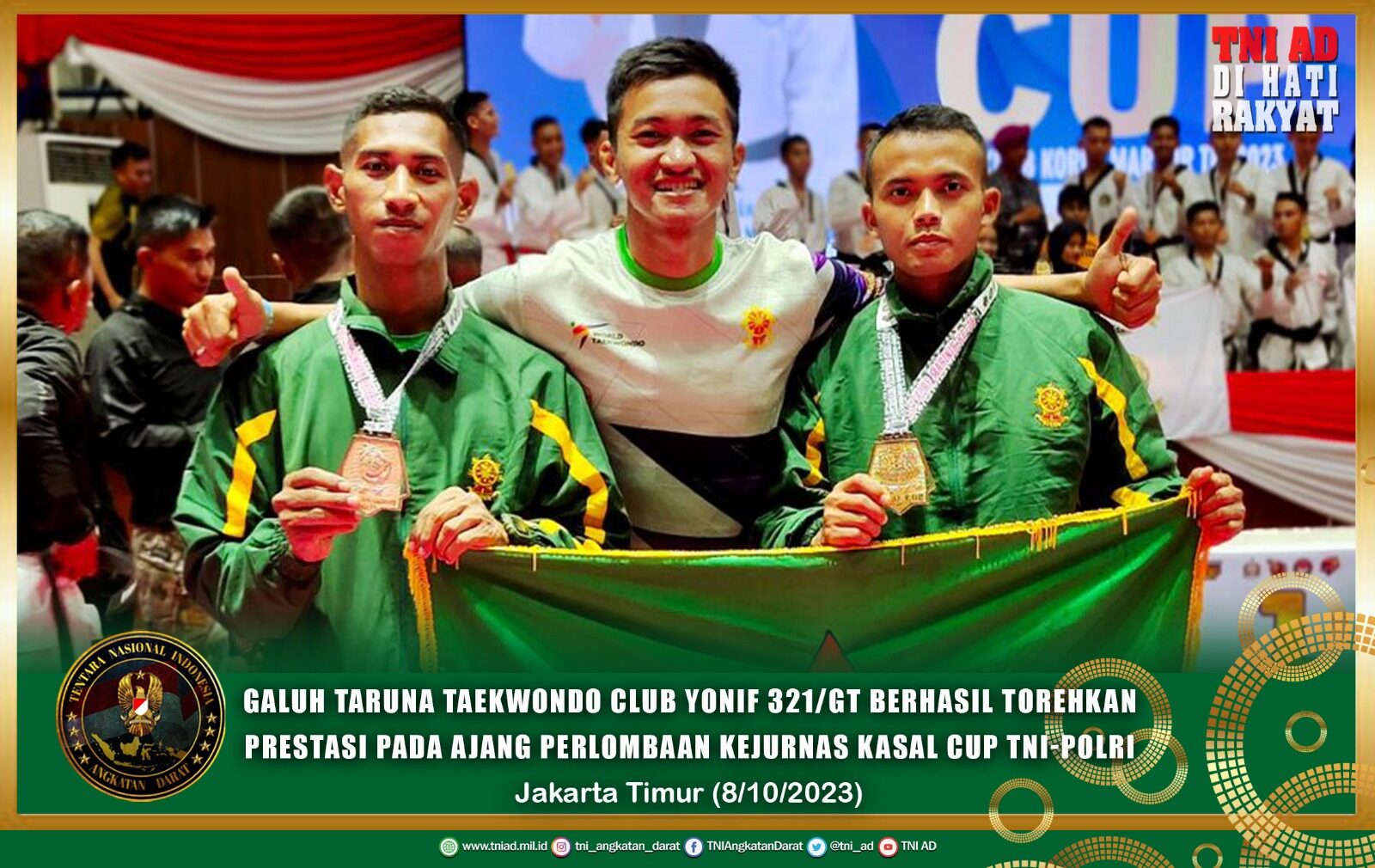 Galuh Taruna Taekwondo Club Yonif 321/GT Berhasil Torehkan Prestasi Pada Ajang Perlombaan Kejurnas Kasal CUP TNI-POLRI