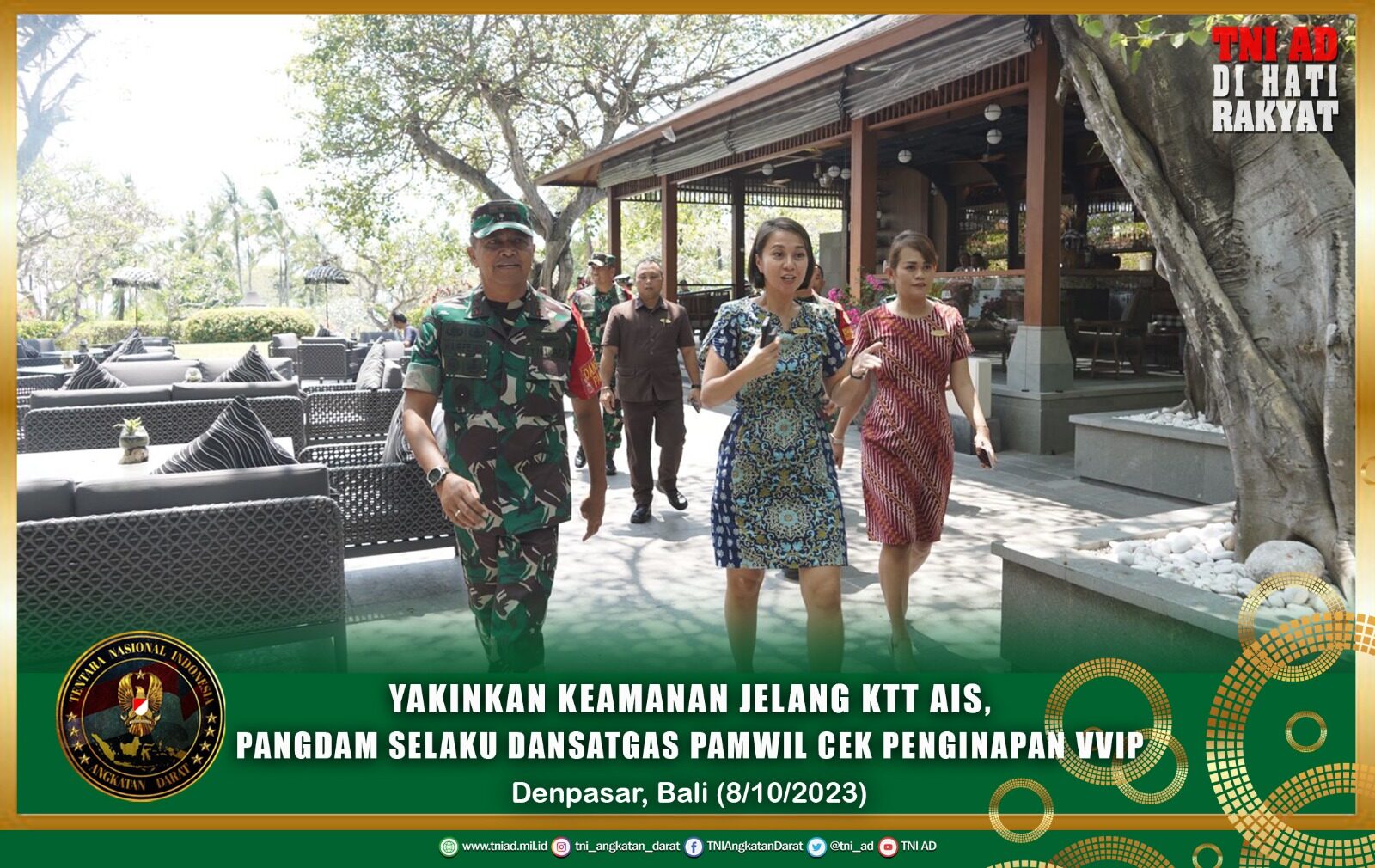 Yakinkan Keamanan Jelang KTT AIS, Pangdam Selaku Dansatgas Pamwil Cek Penginapan VVIP