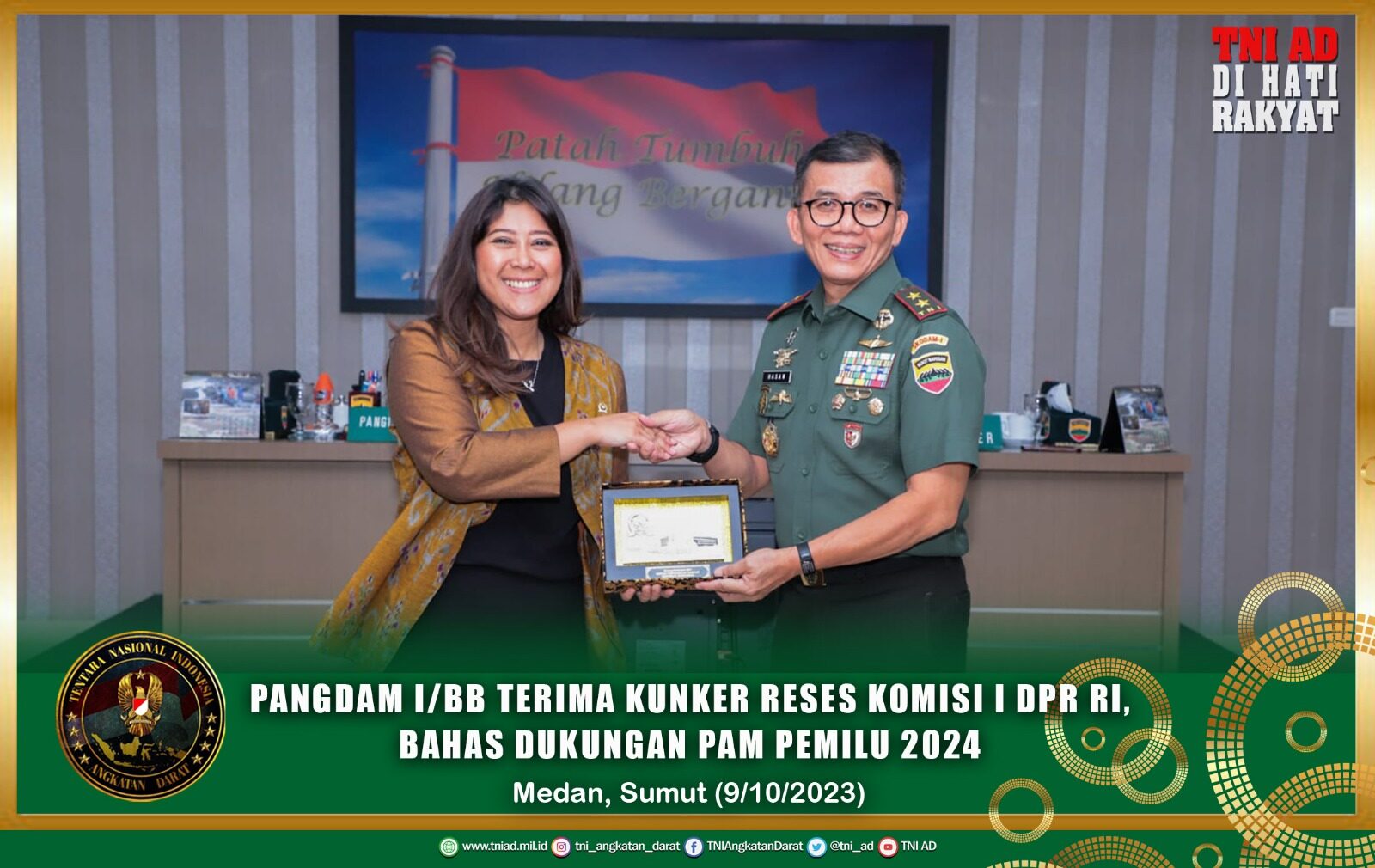 Pangdam I/BB Terima Kunker Reses Komisi I DPR RI, Bahas Dukungan Pam Pemilu 2024