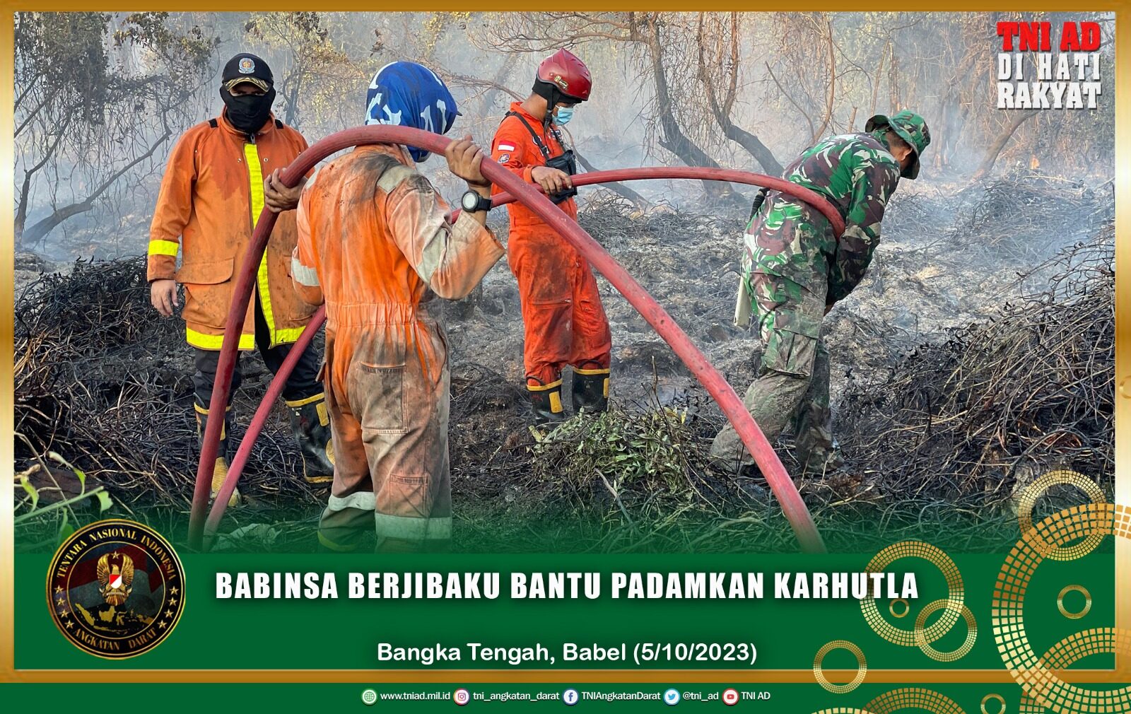 Babinsa Berjibaku Bantu Padamkan Karhutla