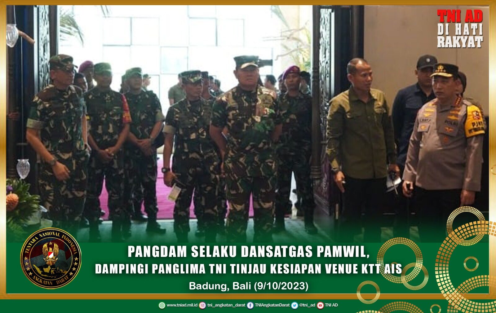 Pangdam Selaku Dansatgas Pamwil, Dampingi Panglima TNI Tinjau Kesiapan Venue KTT AIS