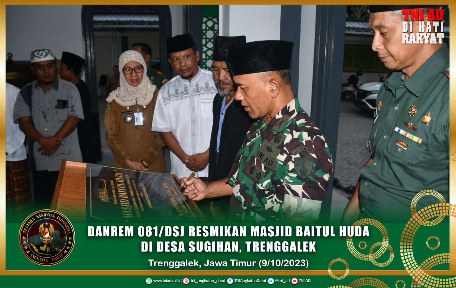 Danrem 081/DSJ Resmikan Masjid Baitul Huda di Desa Sugihan, Trenggalek