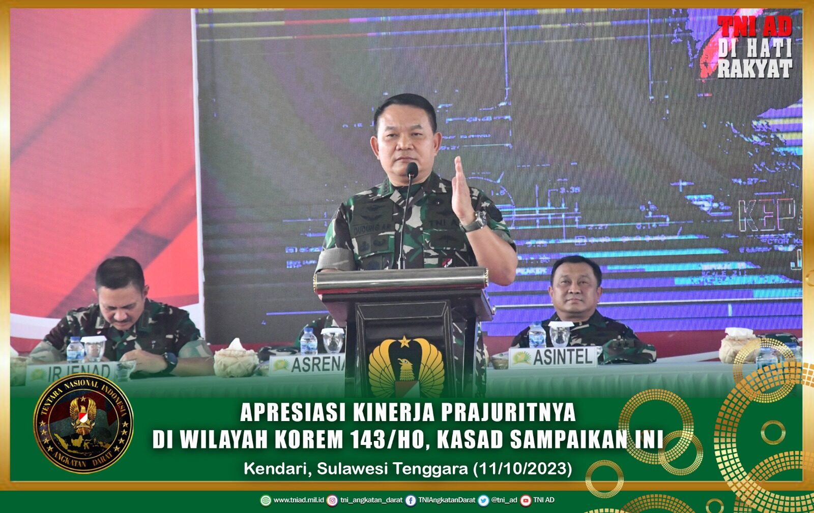 Apresiasi Kinerja Prajuritnya di Wilayah Korem 143/HO, Kasad Sampaikan Ini