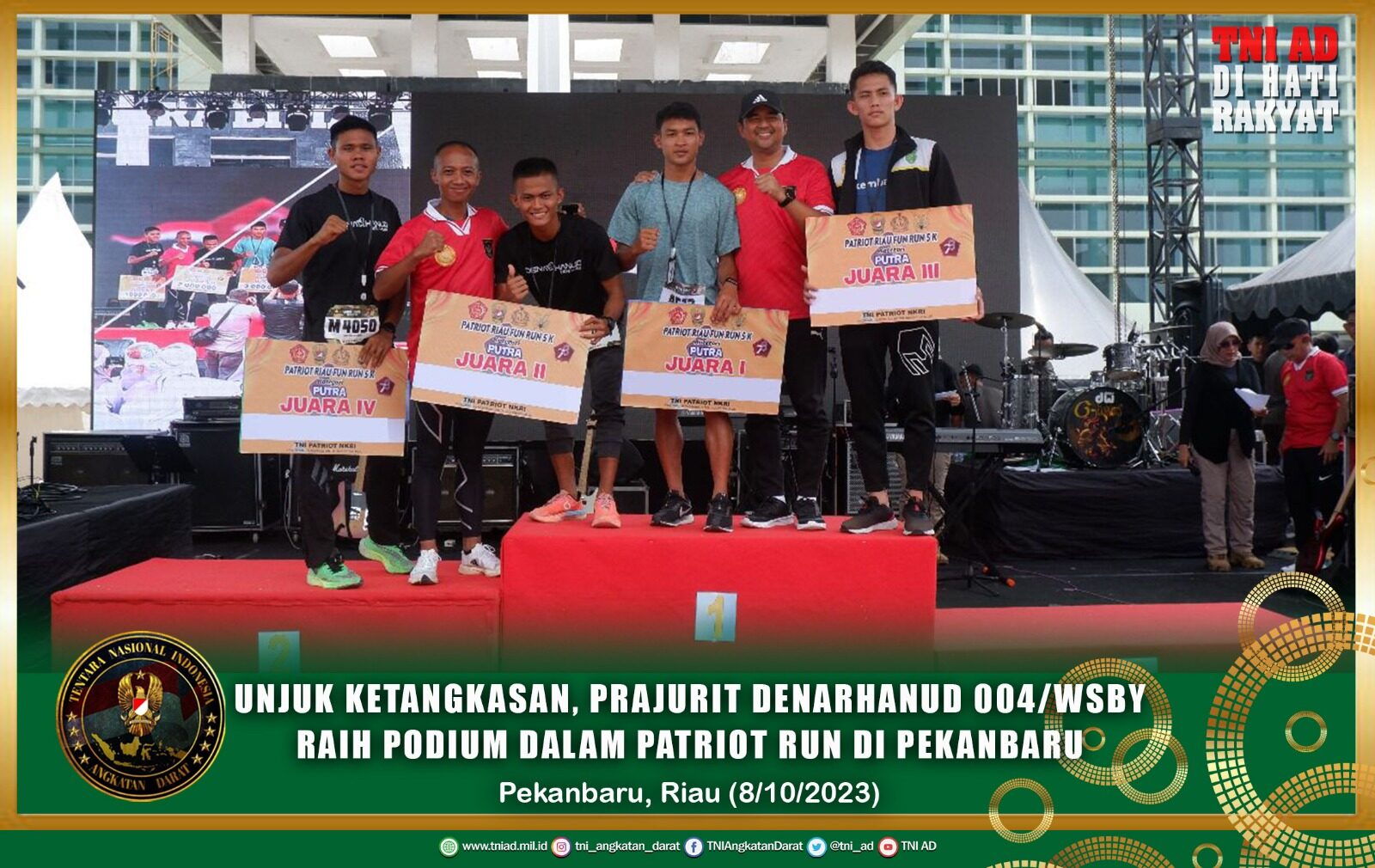 Unjuk Ketangkasan, Prajurit Denarhanud 004/WSBY Raih Podium Dalam Patriot Run di Pekanbaru