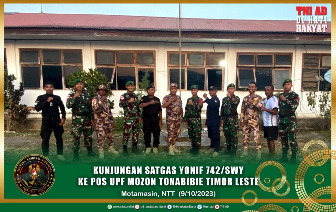Kunjungan Satgas Yonif 742/Swy Ke Pos UPF Mozon Tonabibie Timor Leste