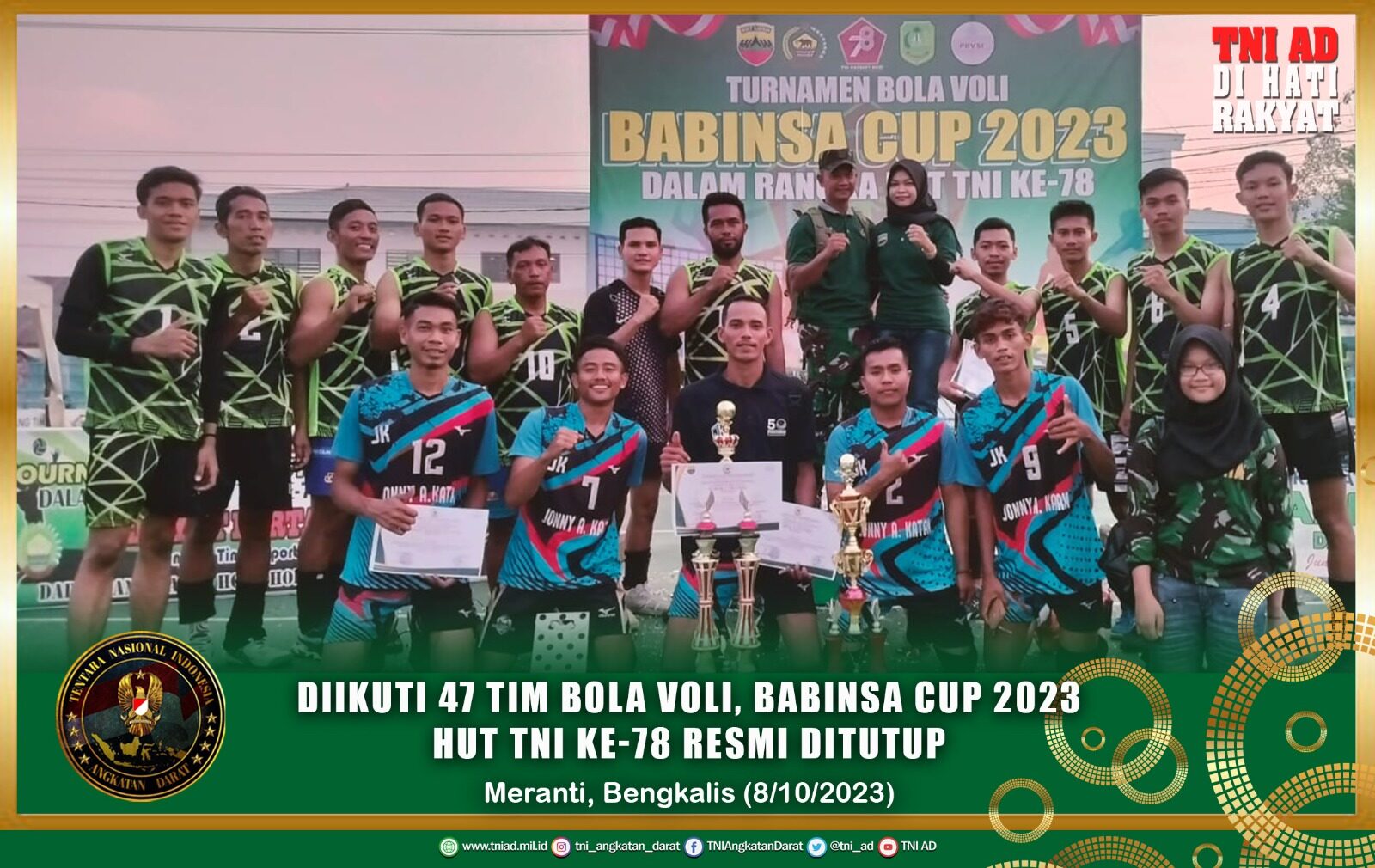 Diikuti 47 Tim Bola Voli, Babinsa Cup 2023 HUT TNI ke-78 Resmi Ditutup