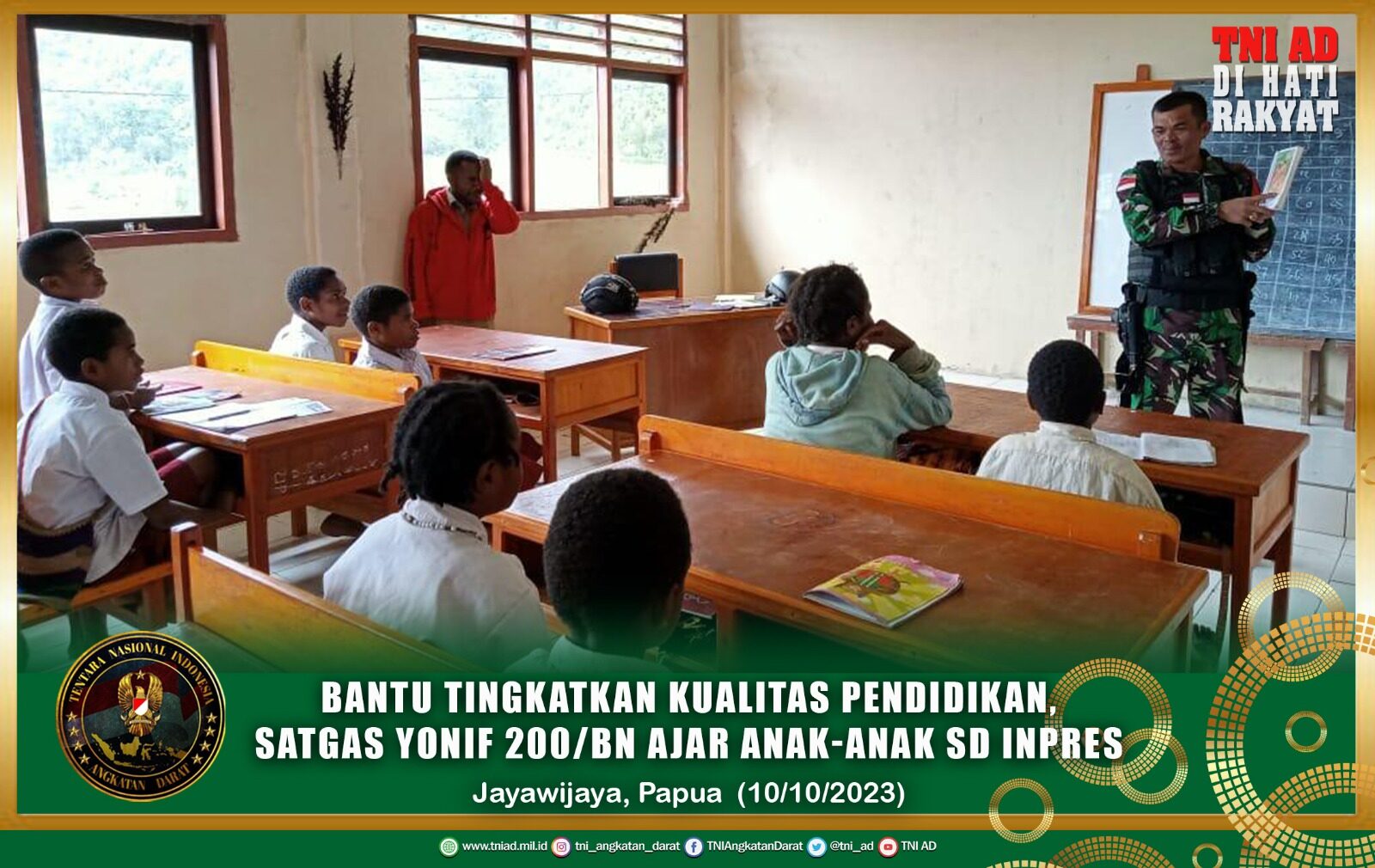 Bantu Tingkatkan Kualitas Pendidikan, Satgas Yonif 200/BN Ajar Anak-Anak SD Inpres