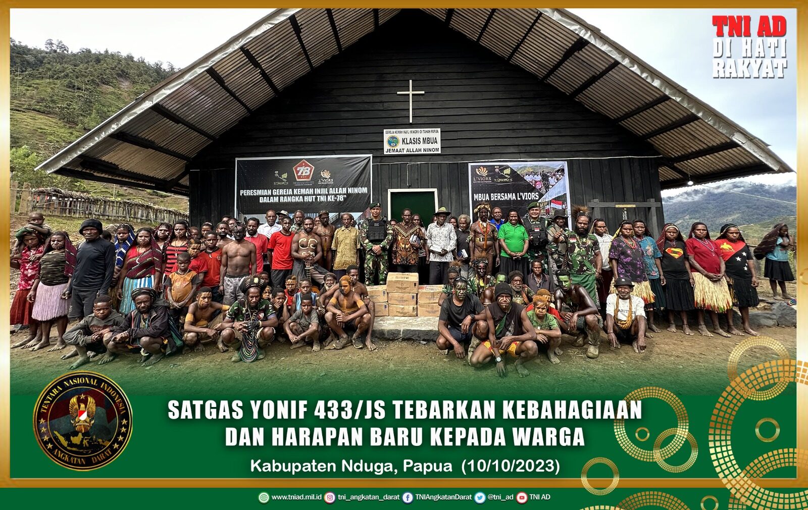 Peringati HUT TNI ke-78 Tahun di Kab. Nduga, Papua, Satgas Yonif 433/JS Tebarkan Kebahagiaan dan Harapan Baru kepada Warga